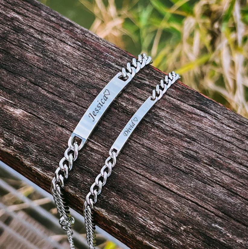 Couple's Engraved Bracelet Set - Image 3