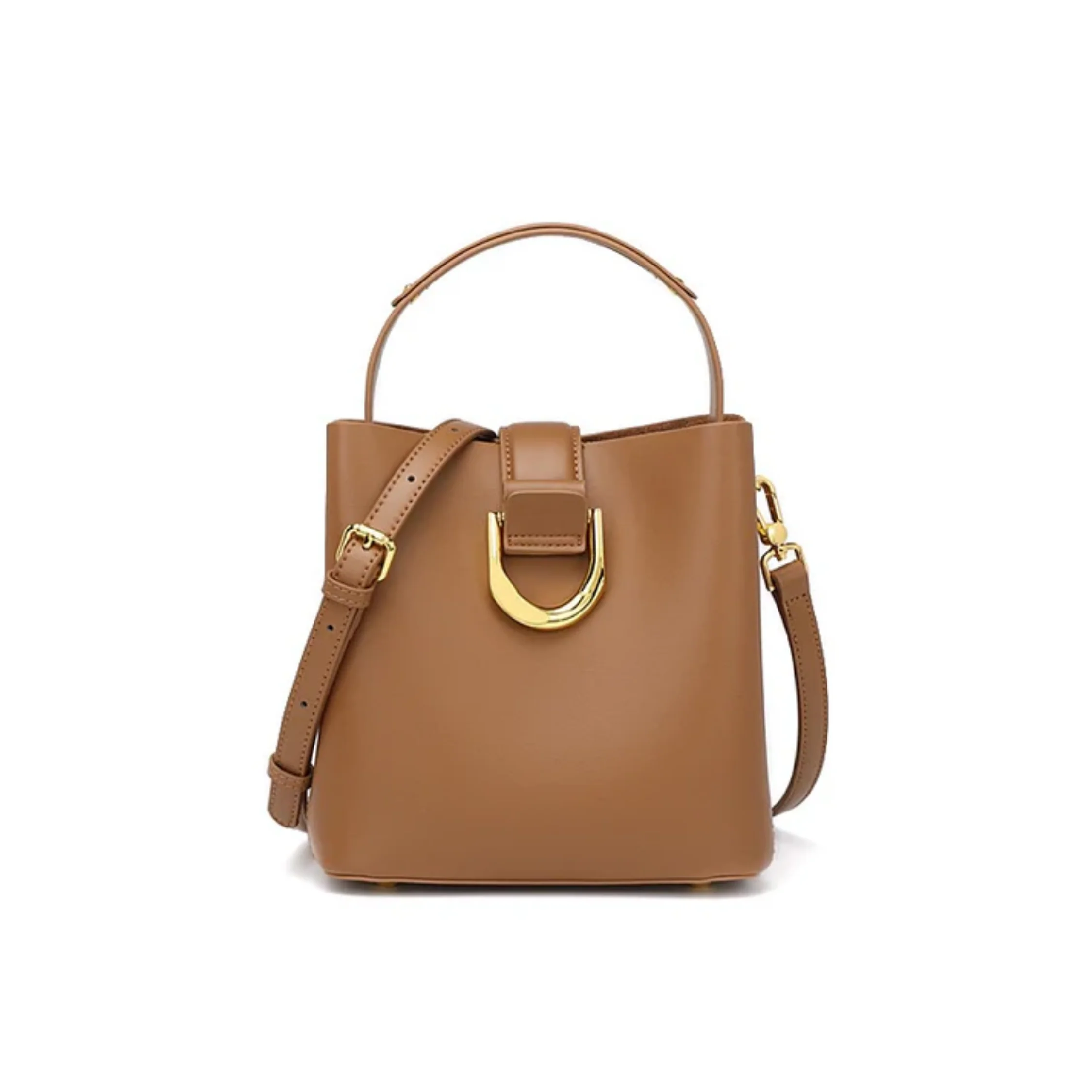 Cyrenza Genuine Leather Bucket Shoulder Bag