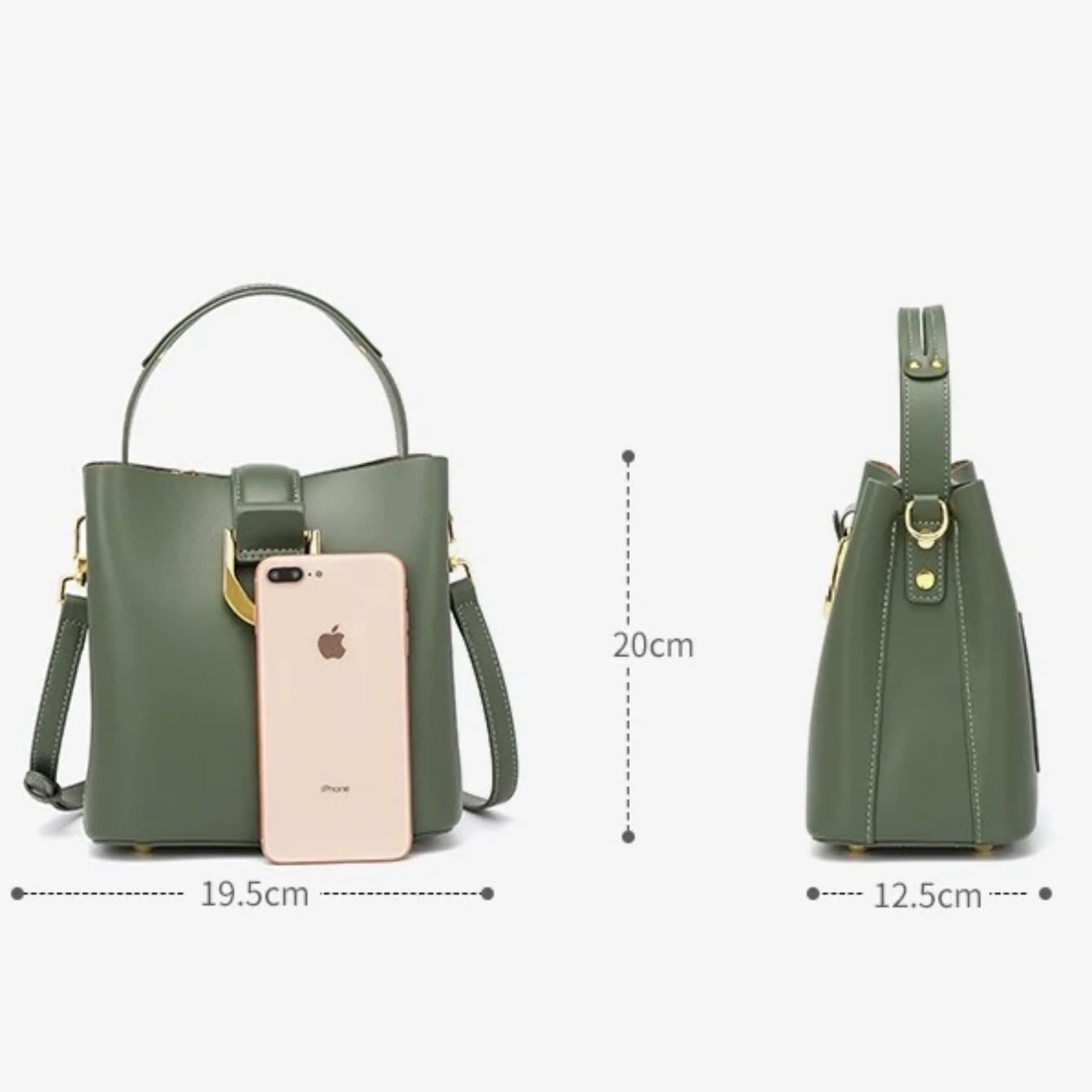 Cyrenza Genuine Leather Bucket Shoulder Bag - Image 11