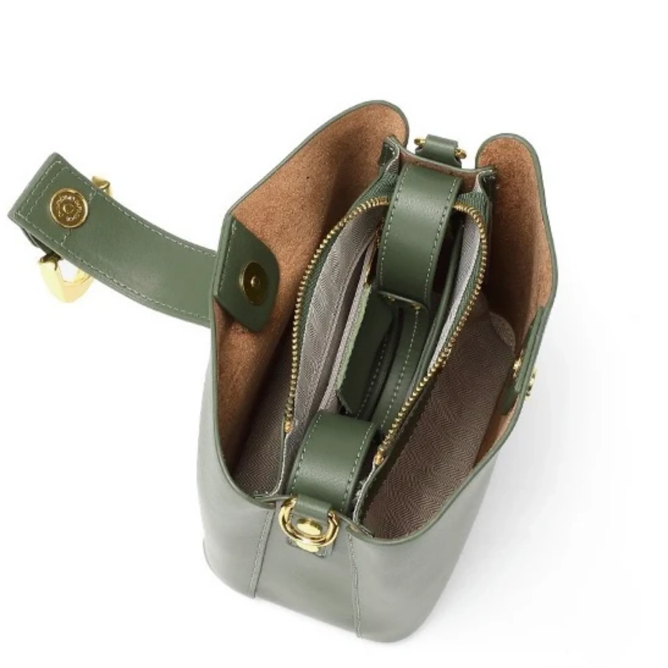 Cyrenza Genuine Leather Bucket Shoulder Bag - Image 8