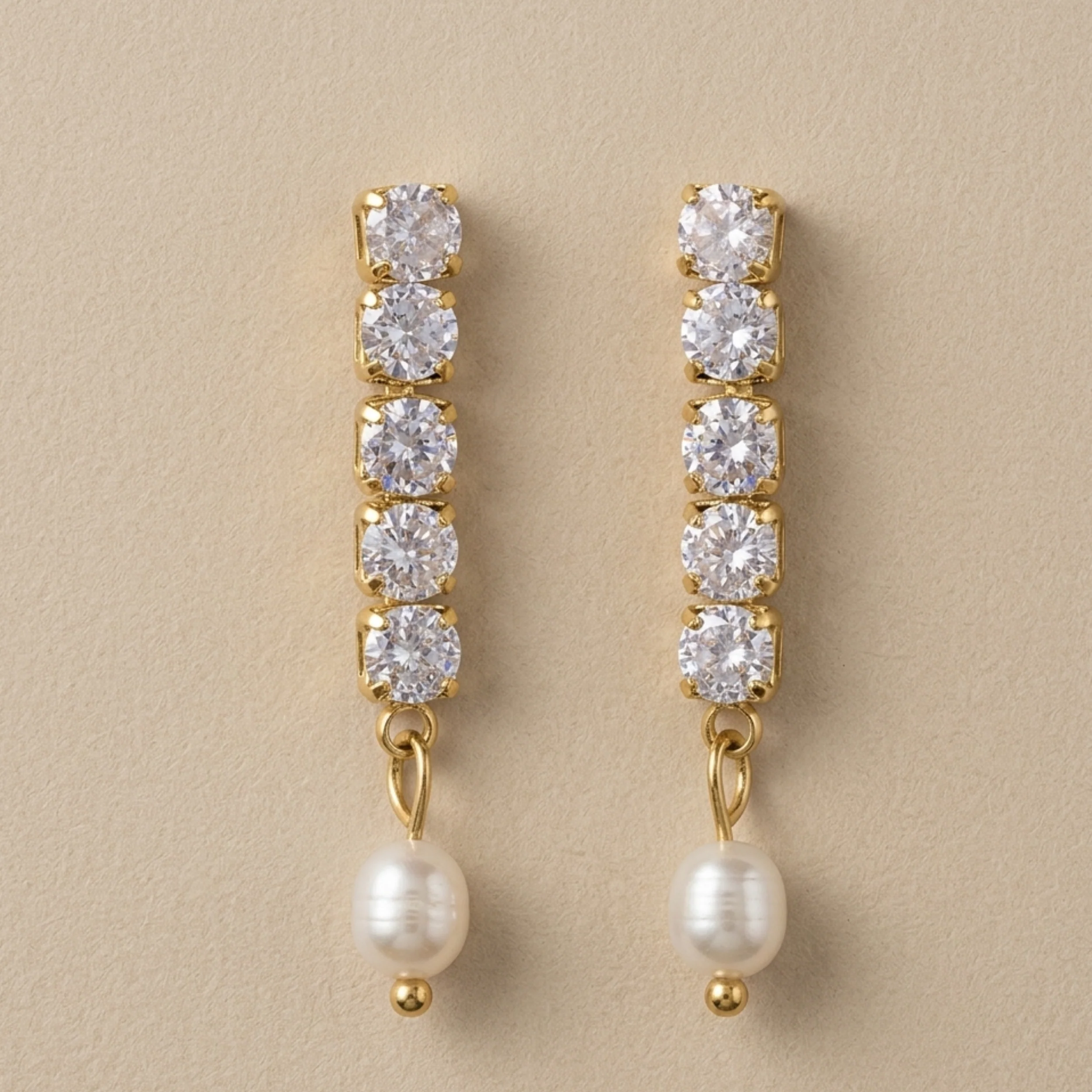 Daphne Pearl Drop Diamond Elegance Earrings
