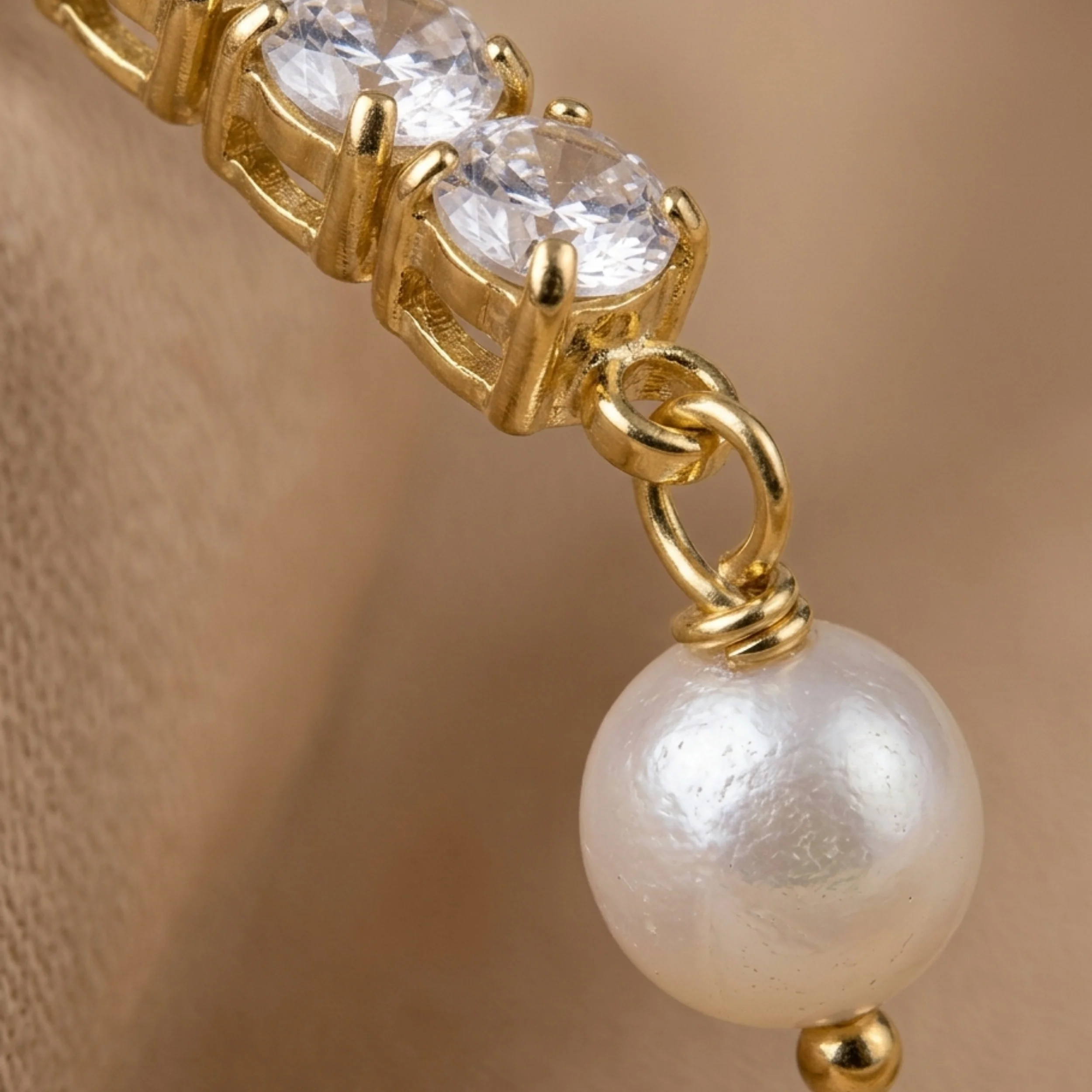 Daphne Pearl Drop Diamond Elegance Earrings - Image 6