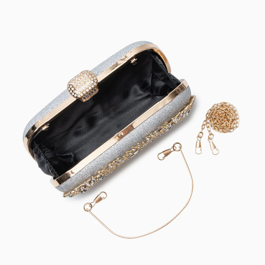 Dazzling Flower Crystal Evening Clutch Bag - Image 6