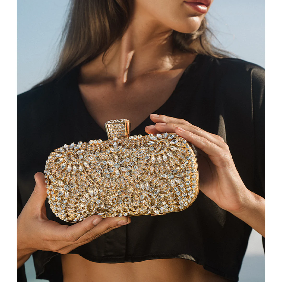 Dazzling Flower Crystal Evening Clutch Bag - Image 9