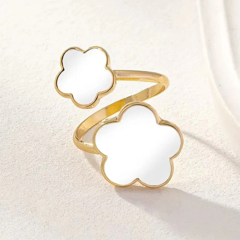 Dual Clover Adjustable Gold Ring - Image 3