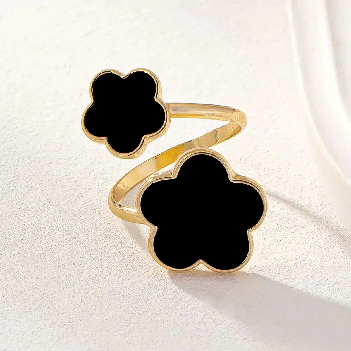 Dual Clover Adjustable Gold Ring - Image 4