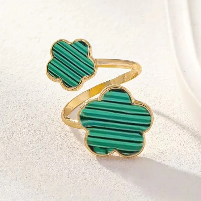 Dual Clover Adjustable Gold Ring - Image 6