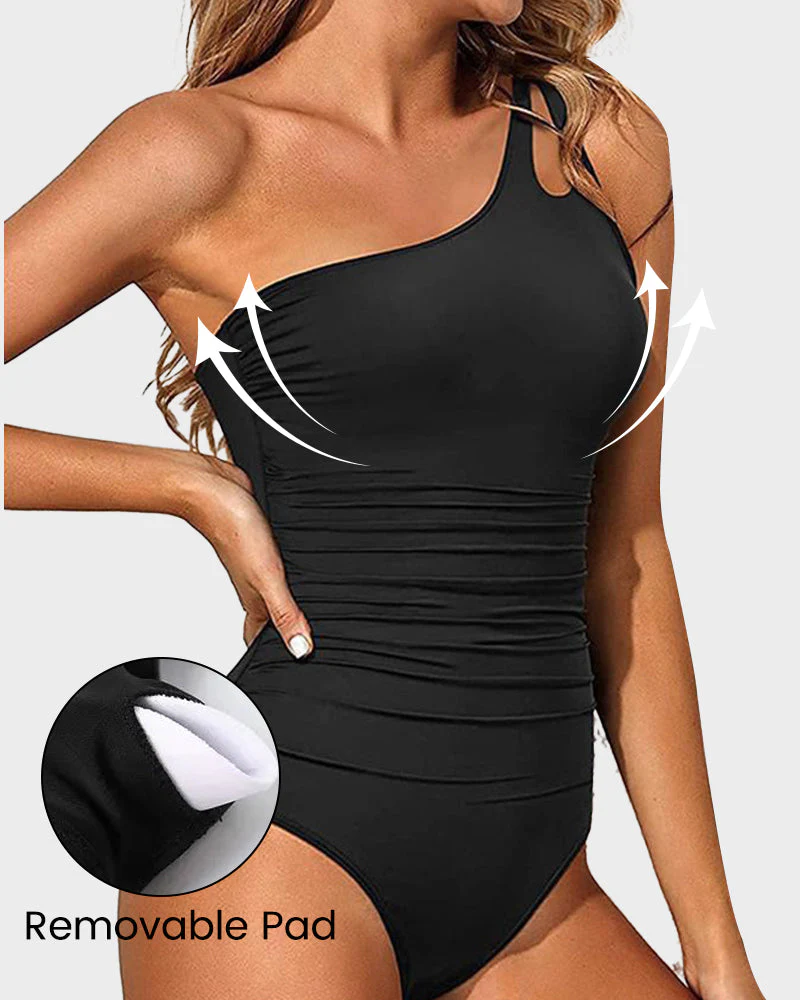 Elegance One-Shoulder Sculpting Swimsuit - Image 30