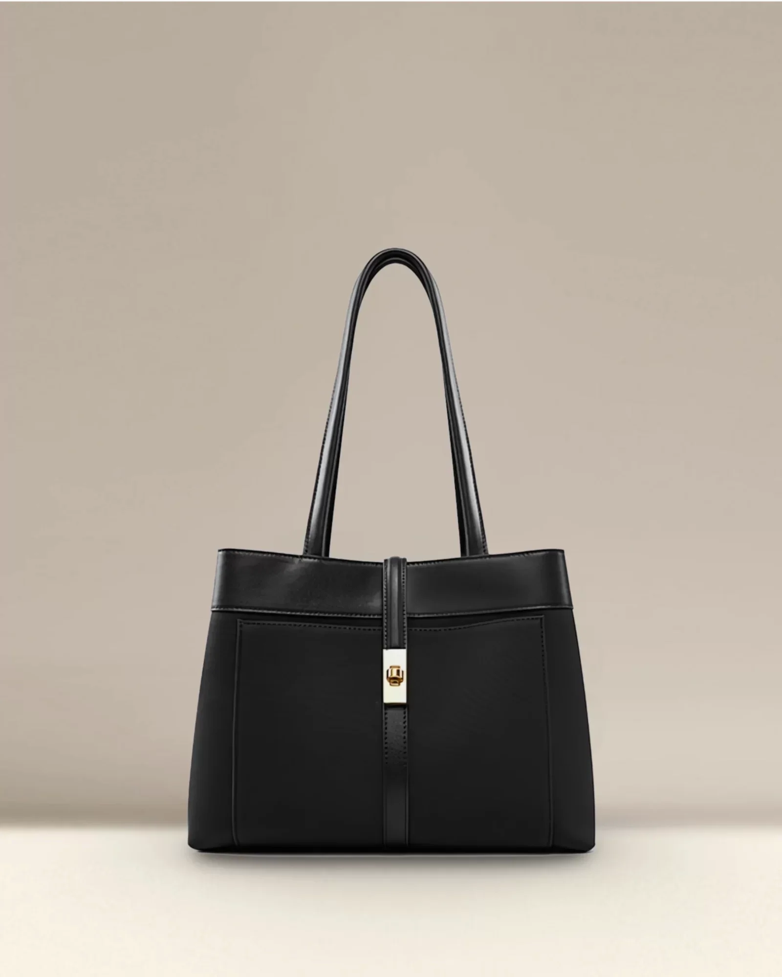 Elegant Harmony Color-Block Leather Tote - Image 5