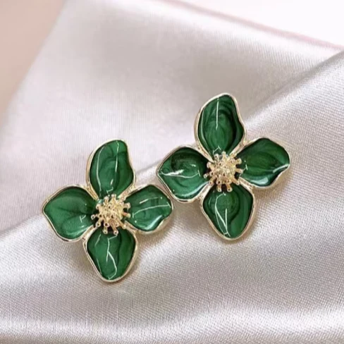 Elegant Hibiscus Dropped Glaze Flower Stud Earrings for Women - Delicate Floral Jewelry by Ariadne - Image 5