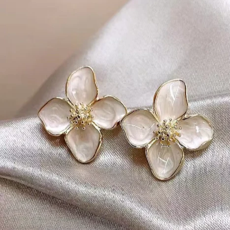 Elegant Hibiscus Dropped Glaze Flower Stud Earrings for Women - Delicate Floral Jewelry by Ariadne - Image 6