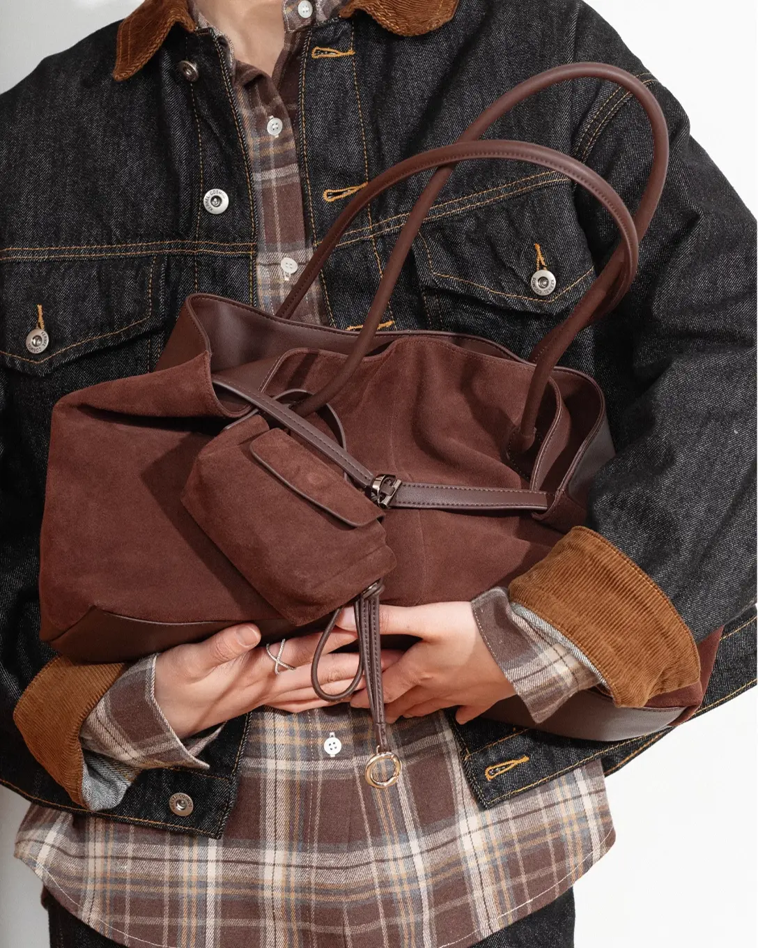 Elegant Vegan Suede Commuter Tote - Image 10