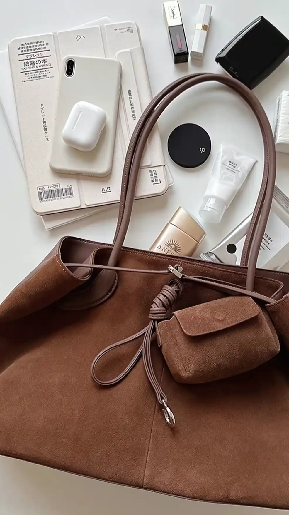 Elegant Vegan Suede Commuter Tote - Image 14