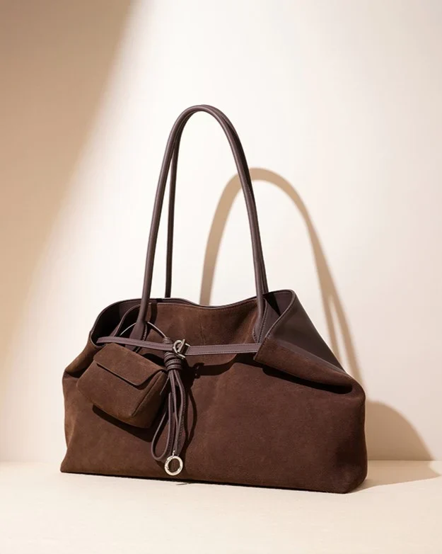 Elegant Vegan Suede Commuter Tote - Image 6