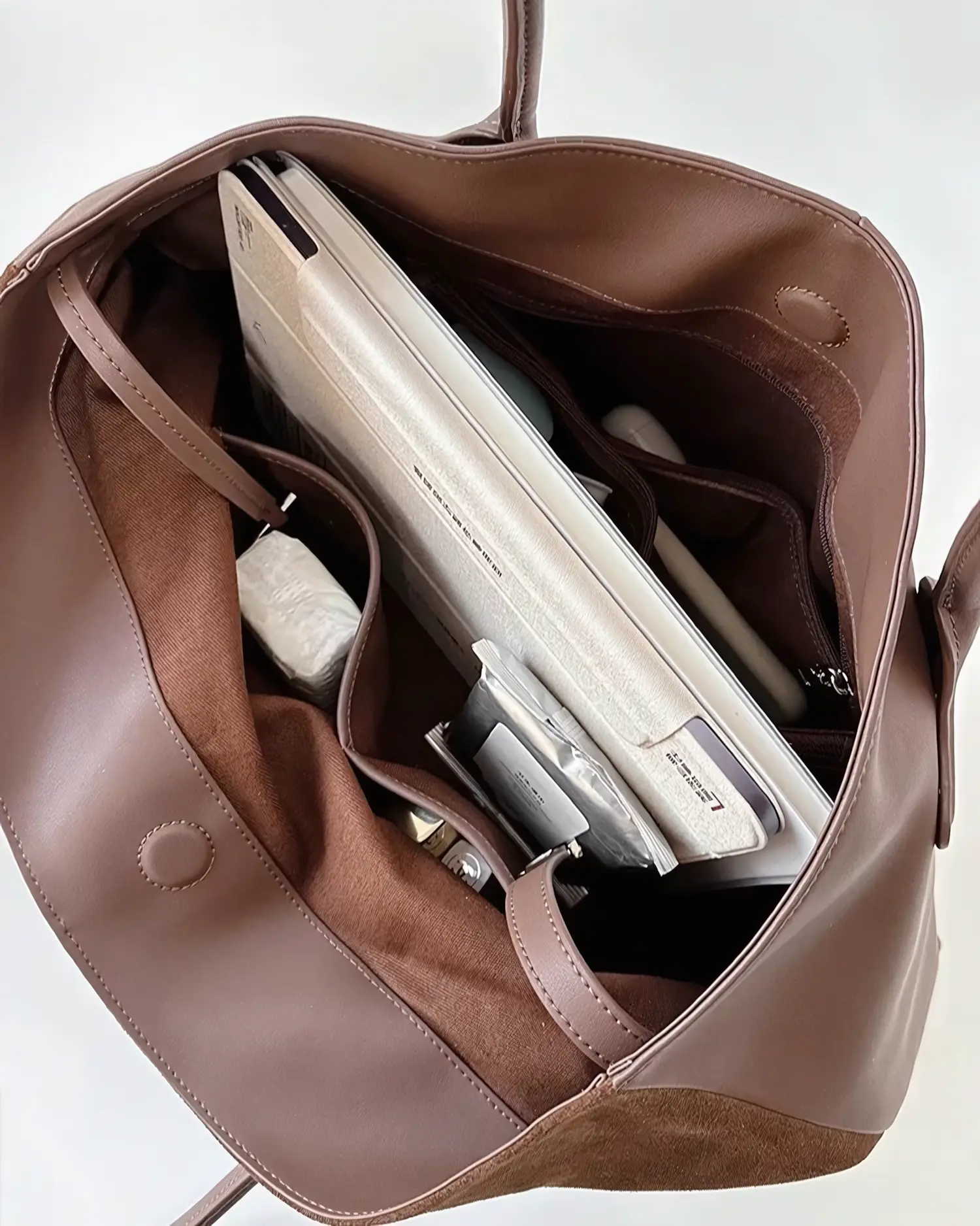 Elegant Vegan Suede Commuter Tote - Image 8