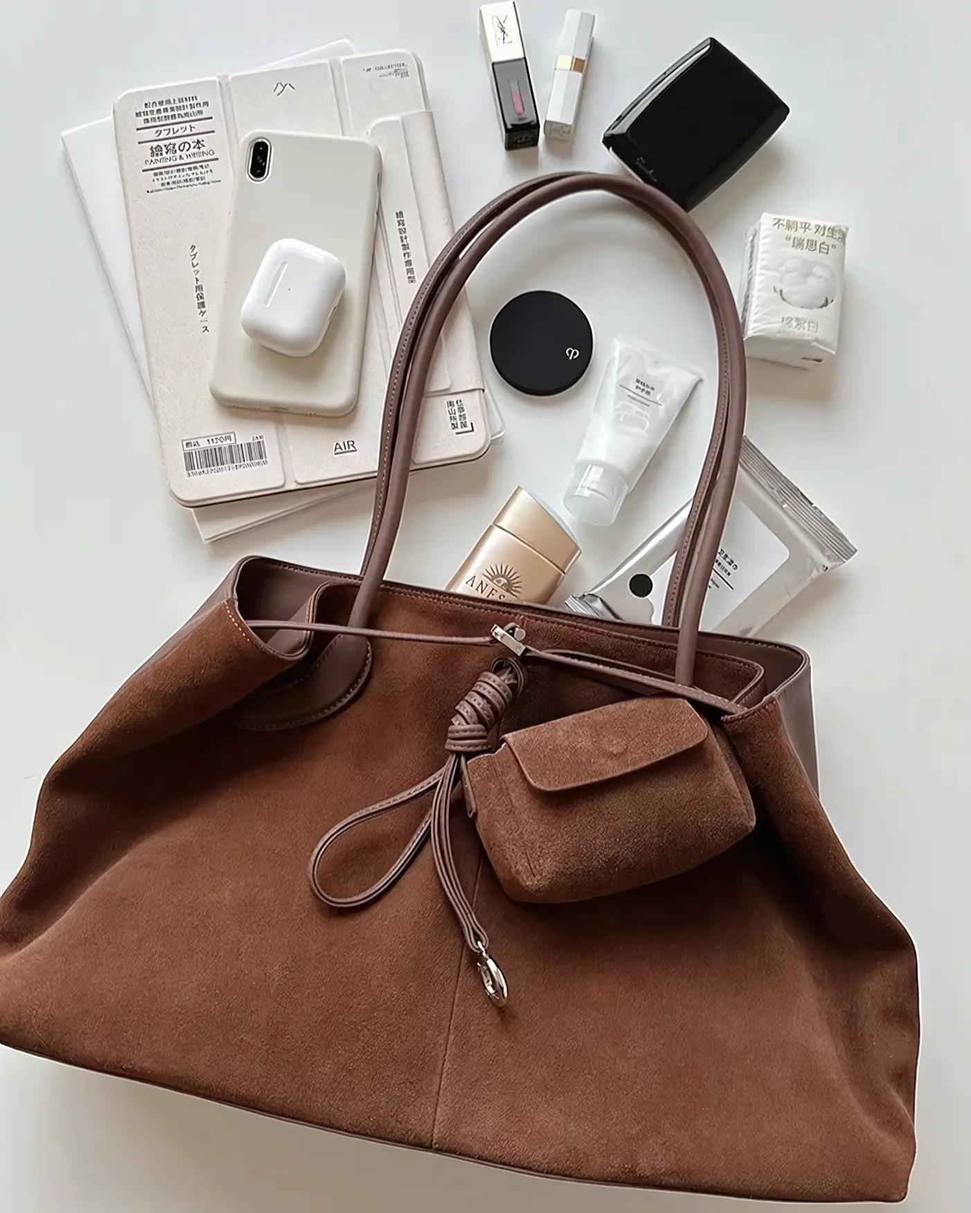 Elegant Vegan Suede Commuter Tote - Image 9
