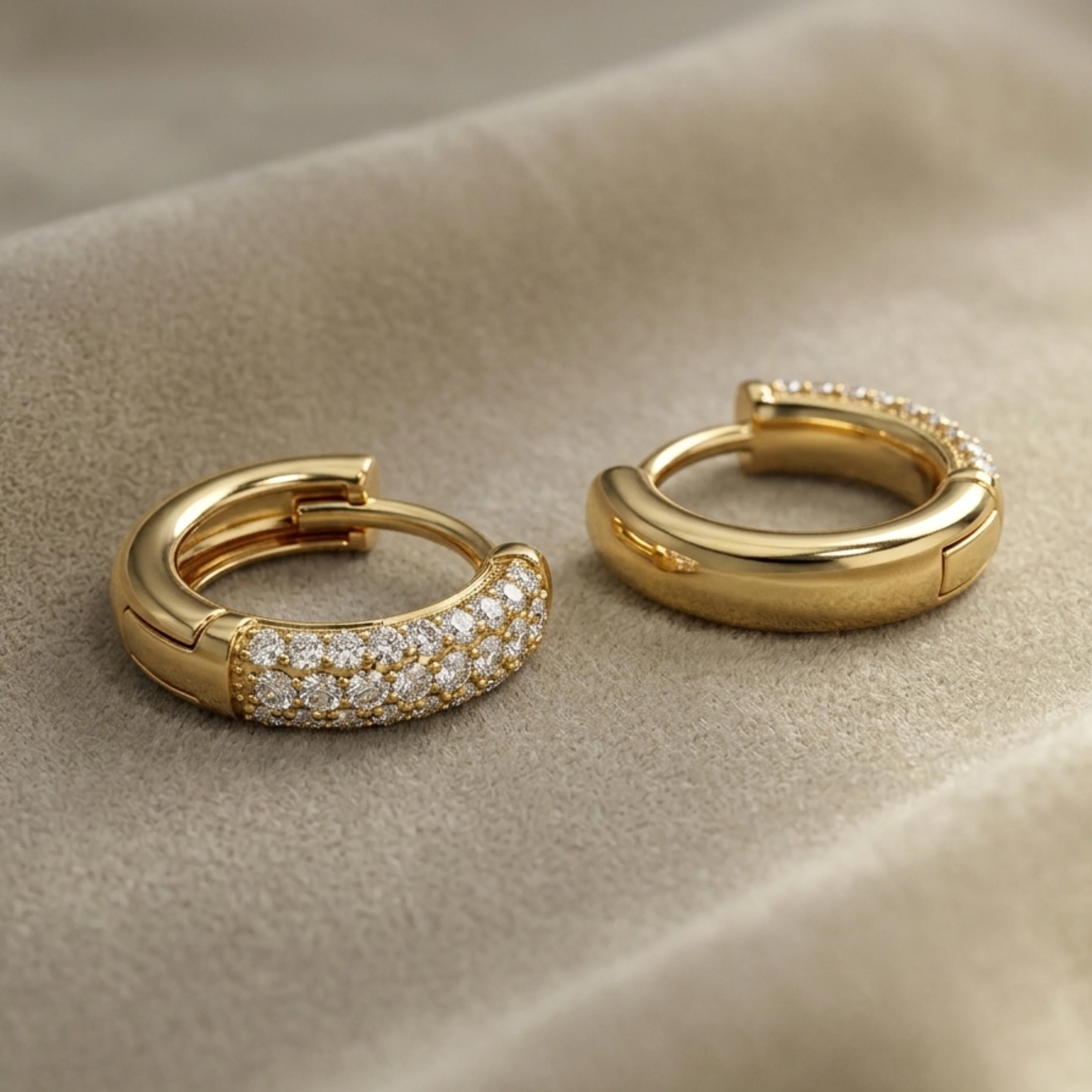Eloria Diamond Huggie Hoop Earrings - Image 3