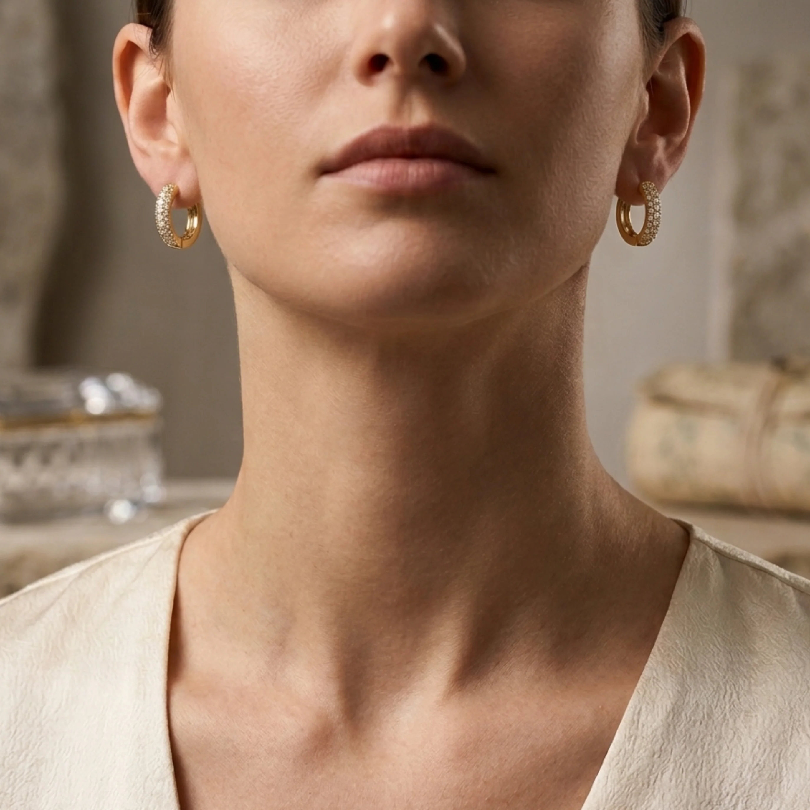 Eloria Diamond Huggie Hoop Earrings - Image 4