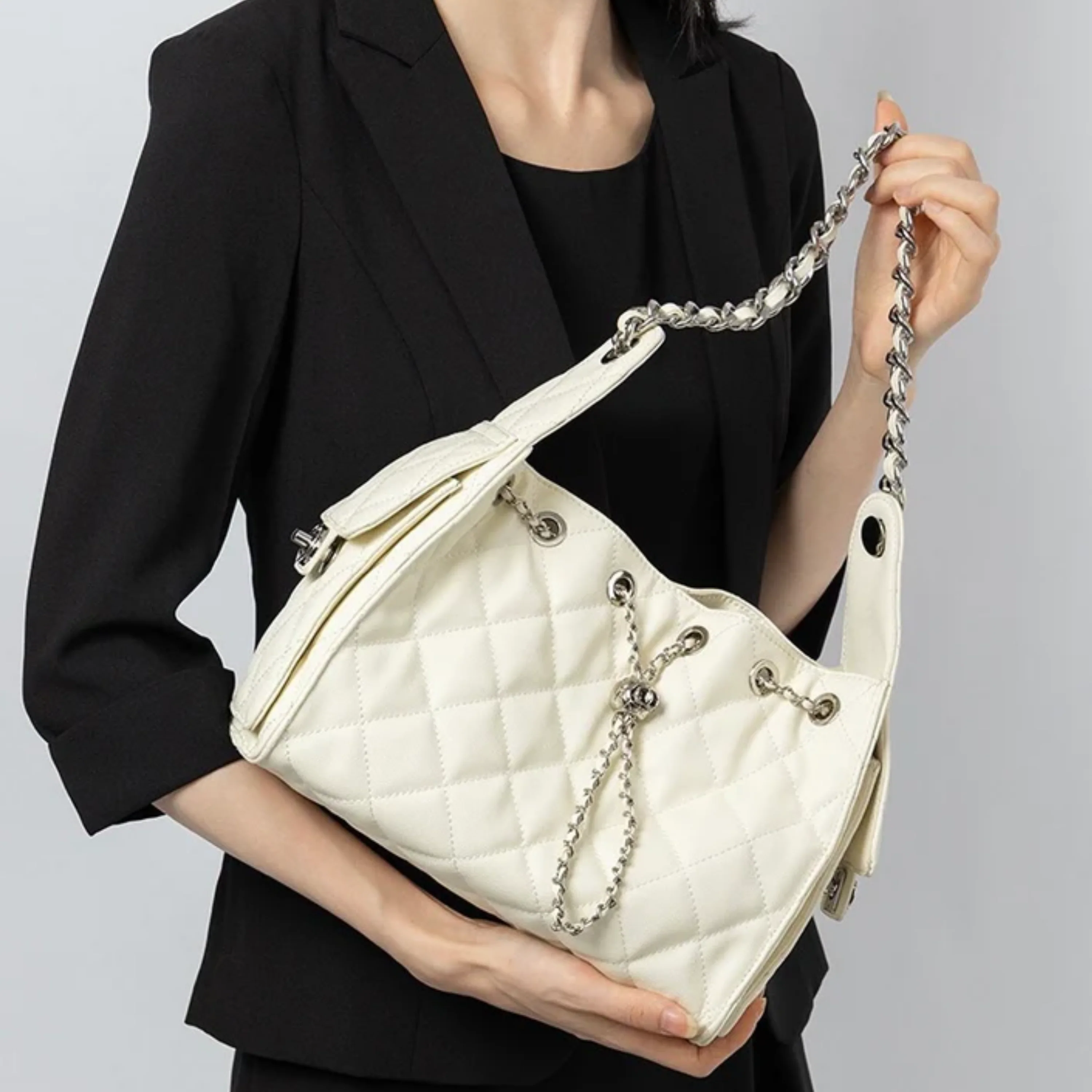 Elvra Genuine Leather Bucket Shoulder Bag - Image 4