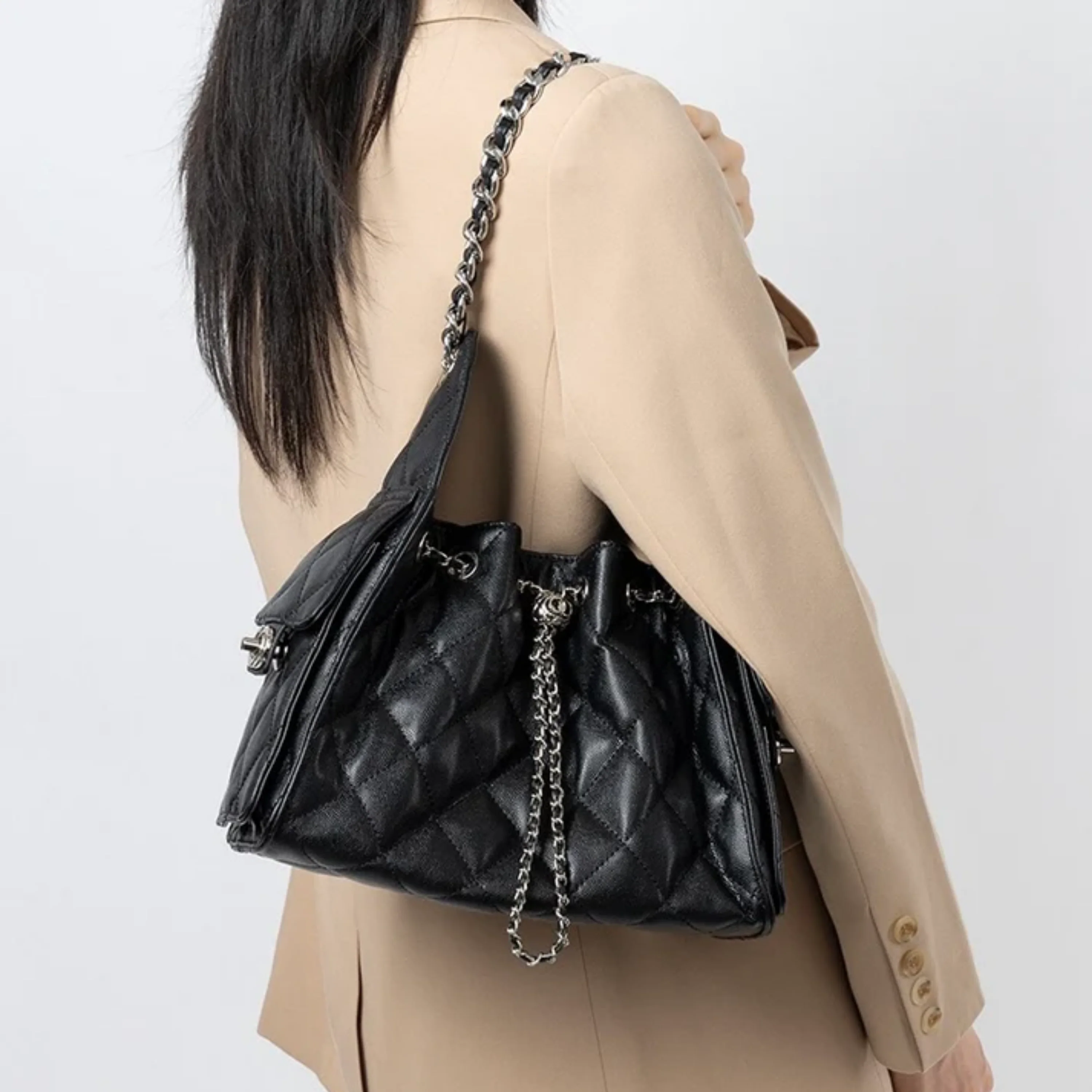 Elvra Genuine Leather Bucket Shoulder Bag - Image 5