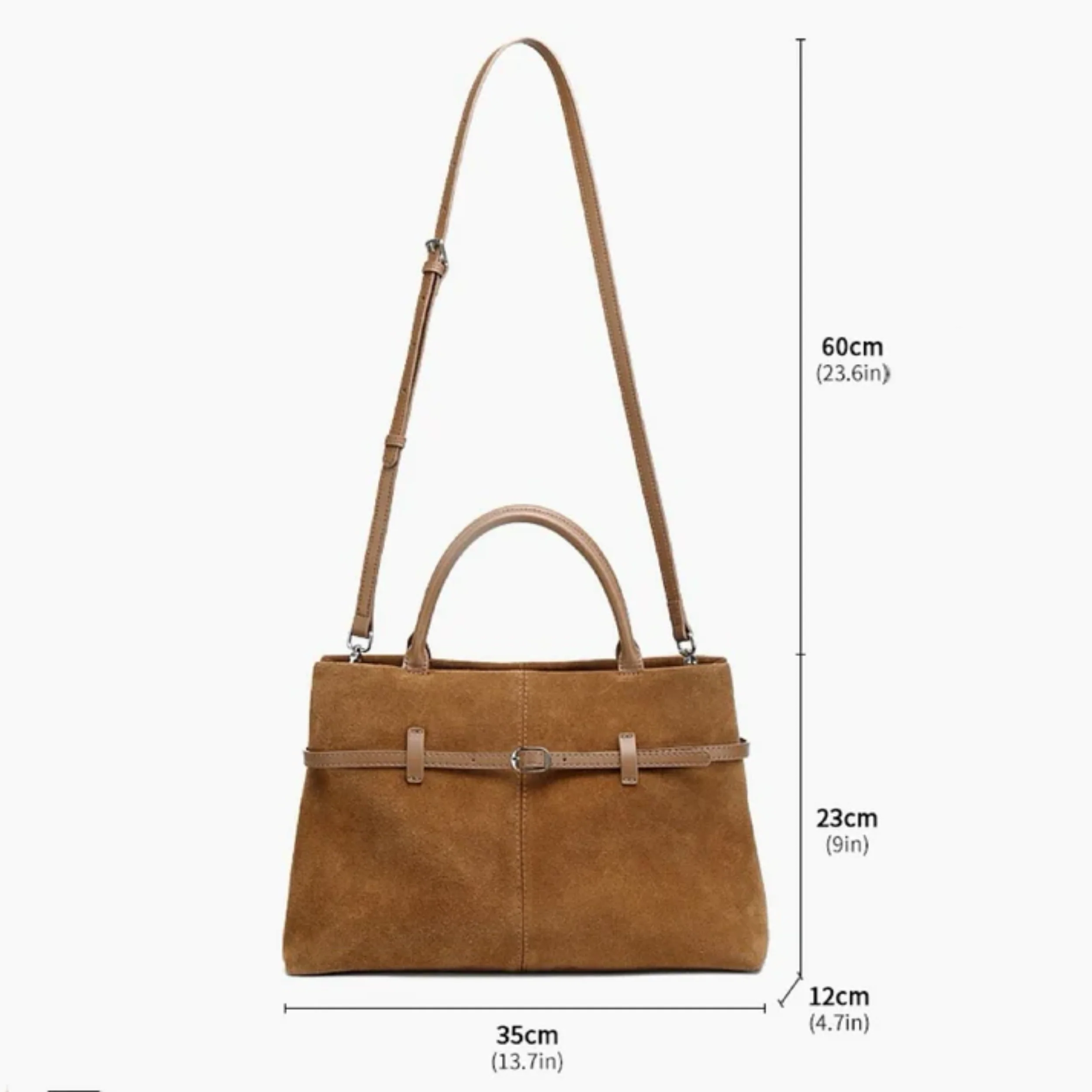 Elyra Suede Structured Genuine Leather Tote Bag - Image 11