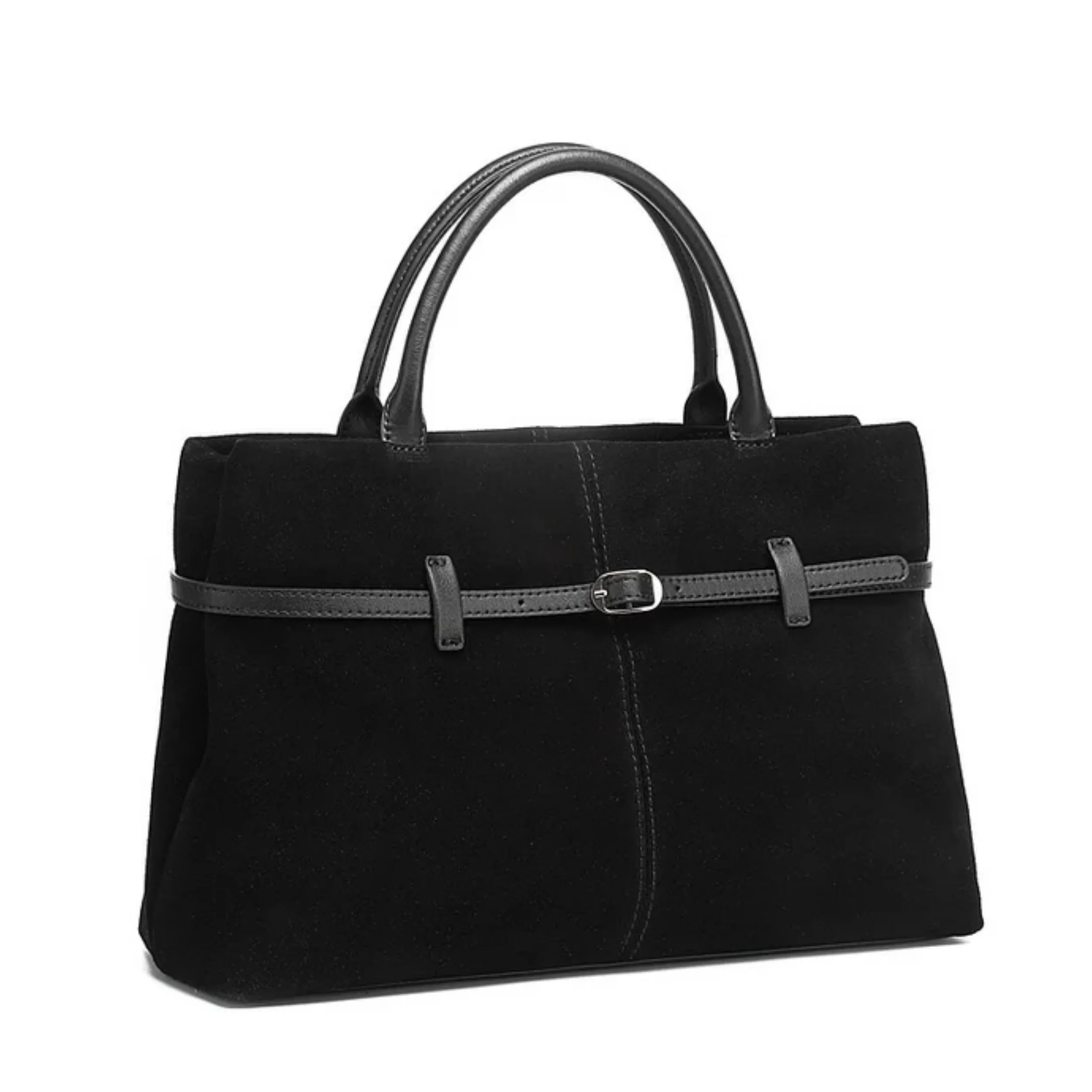 Elyra Suede Structured Genuine Leather Tote Bag - Image 4