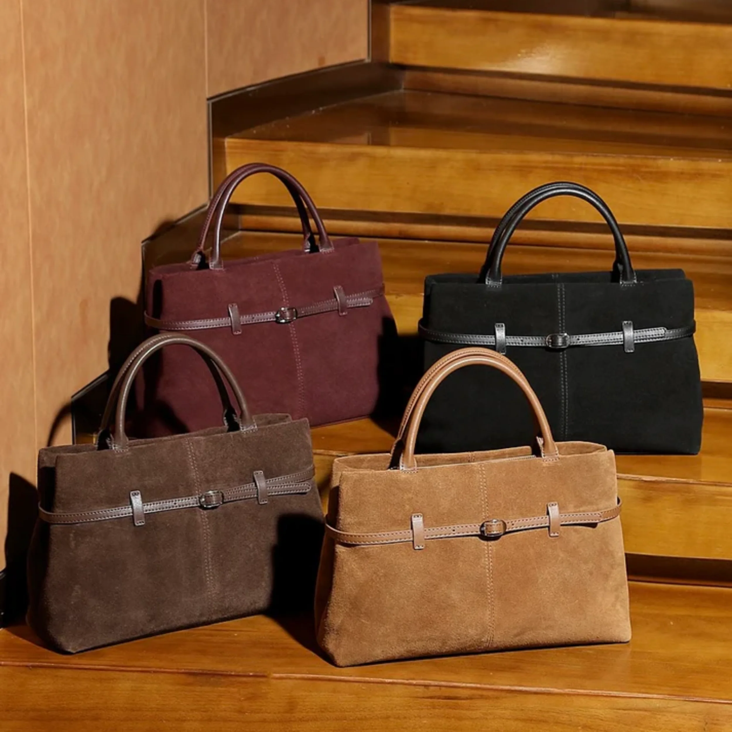 Elyra Suede Structured Genuine Leather Tote Bag - Image 7