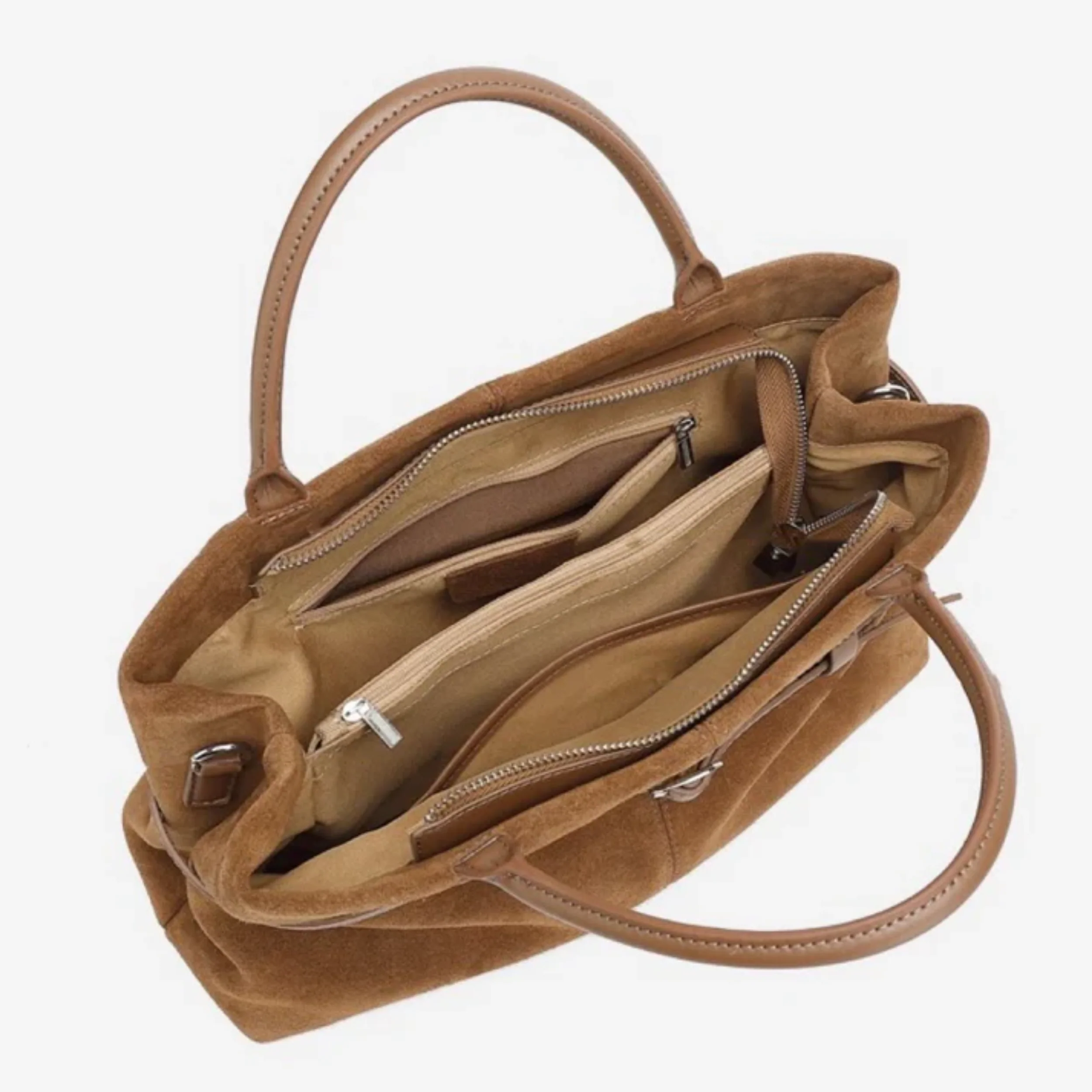 Elyra Suede Structured Genuine Leather Tote Bag - Image 8