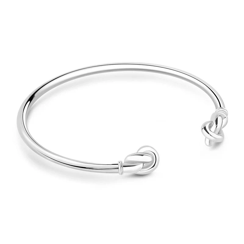 Eternal Bond 925 Sterling Silver Double Knot Bangle - Image 2