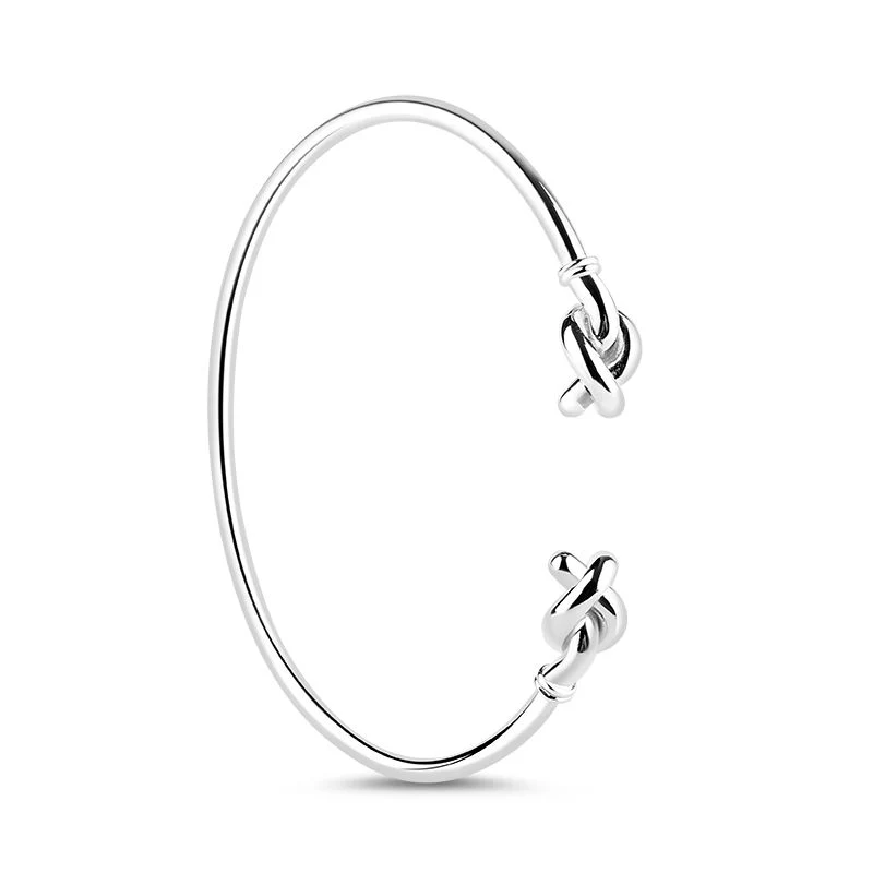 Eternal Bond 925 Sterling Silver Double Knot Bangle - Image 3