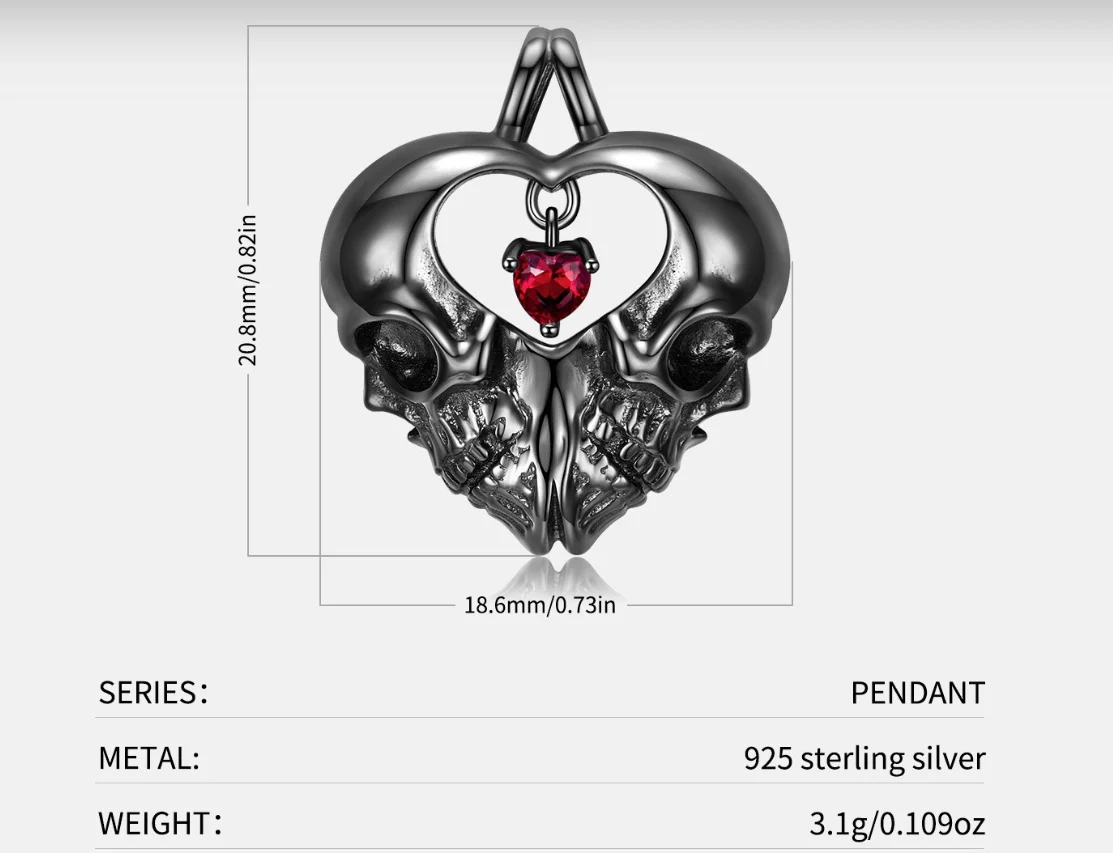 Eternal Love Skull Heart Necklace - Image 4