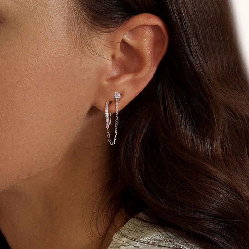 Ethereal Grace Chain Threader Hoop Earring - Image 2