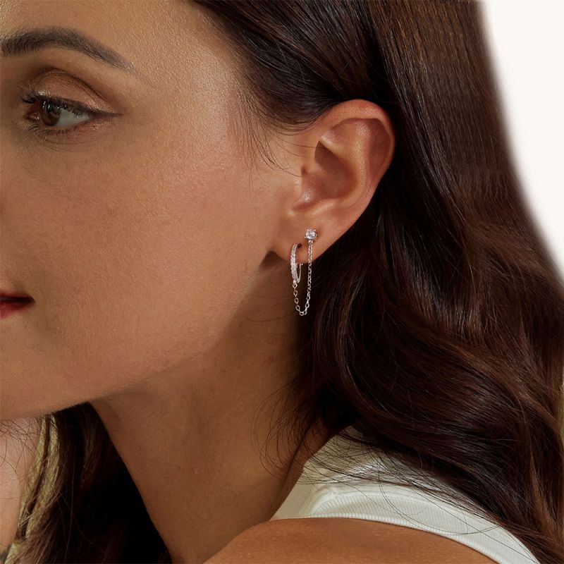 Ethereal Grace Chain Threader Hoop Earring - Image 3