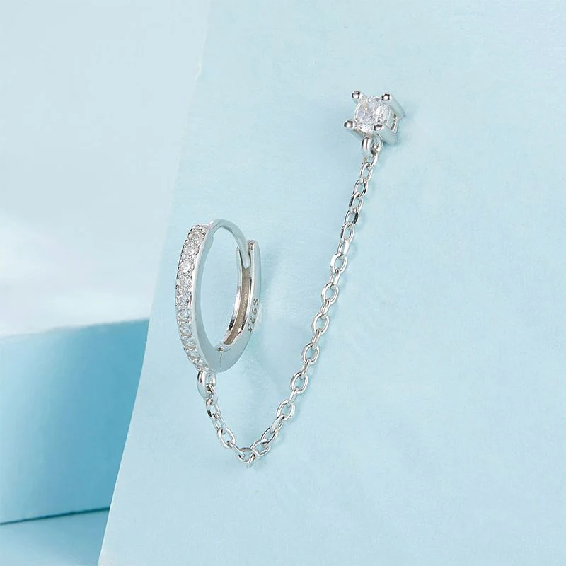 Ethereal Grace Chain Threader Hoop Earring - Image 5