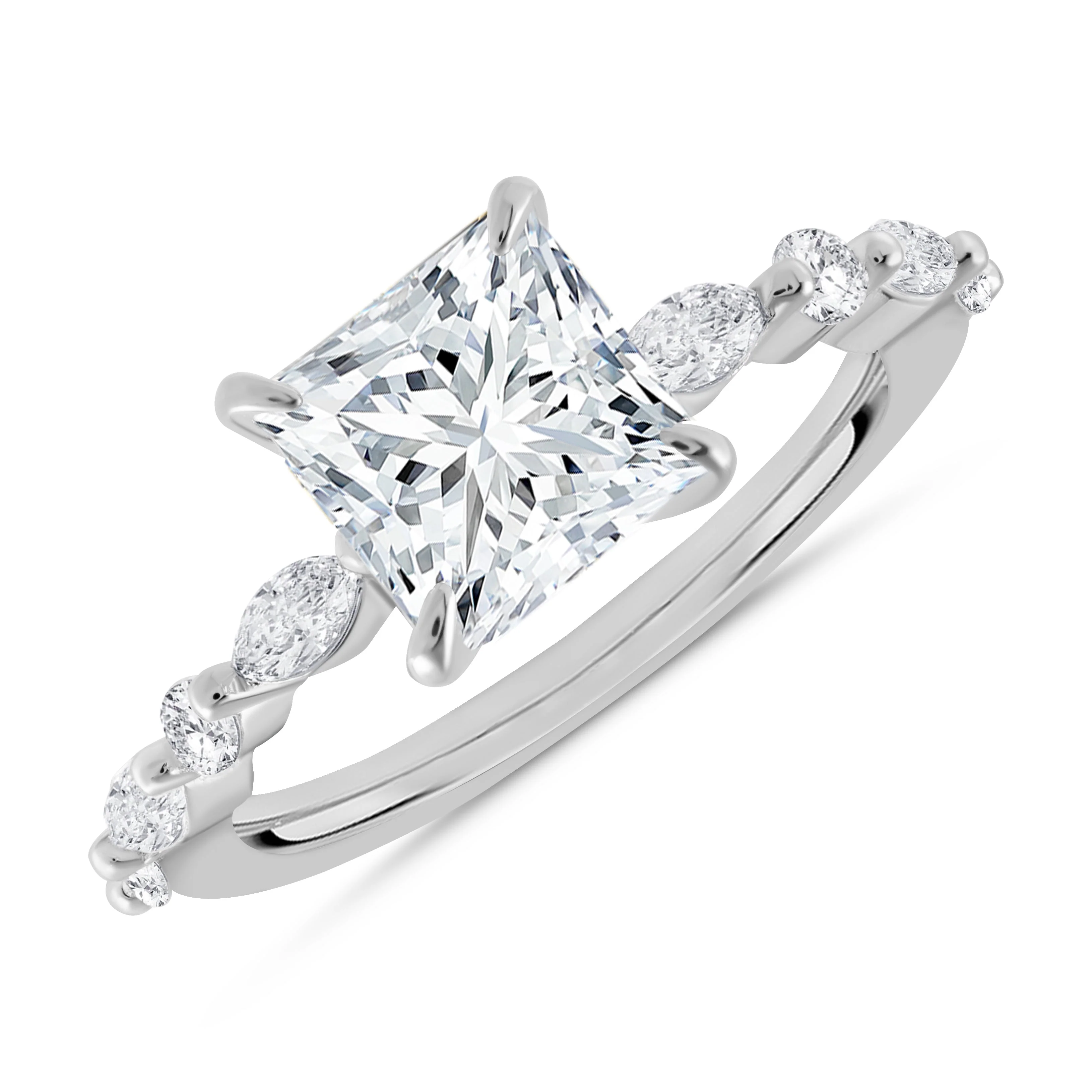 Everlasting Grace Moissanite Engagement Sterling Silver Ring - Image 5