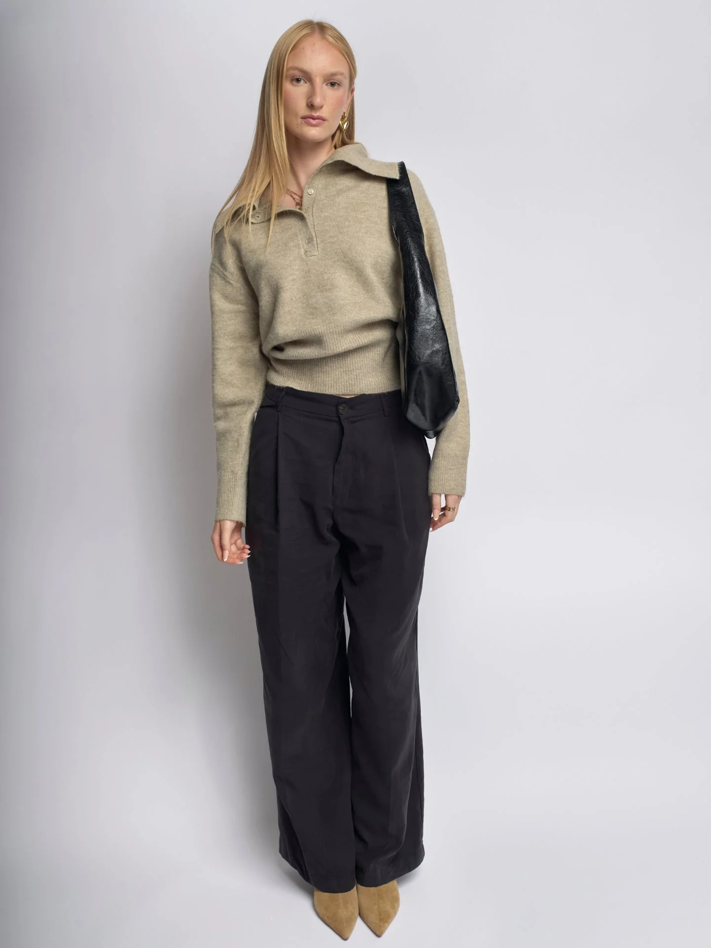 Chic Crescent Vegan Leather Shoulder Bag - Image 3