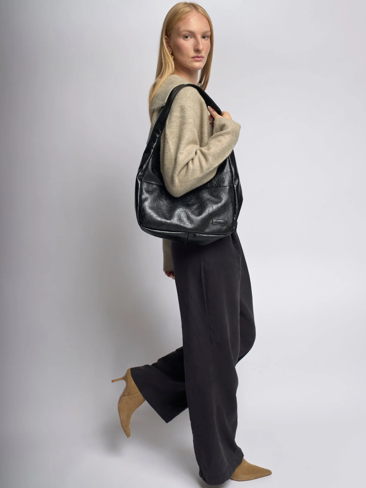 Chic Crescent Vegan Leather Shoulder Bag - Image 4