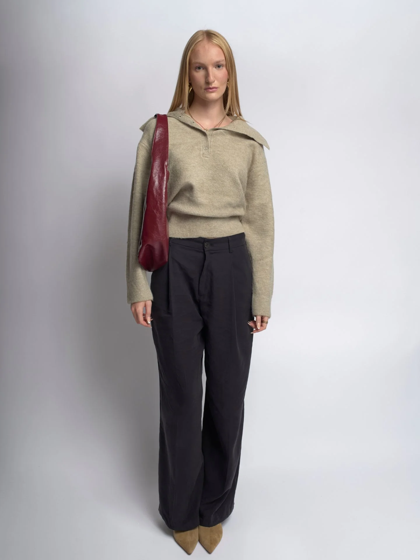 Chic Crescent Vegan Leather Shoulder Bag - Image 6