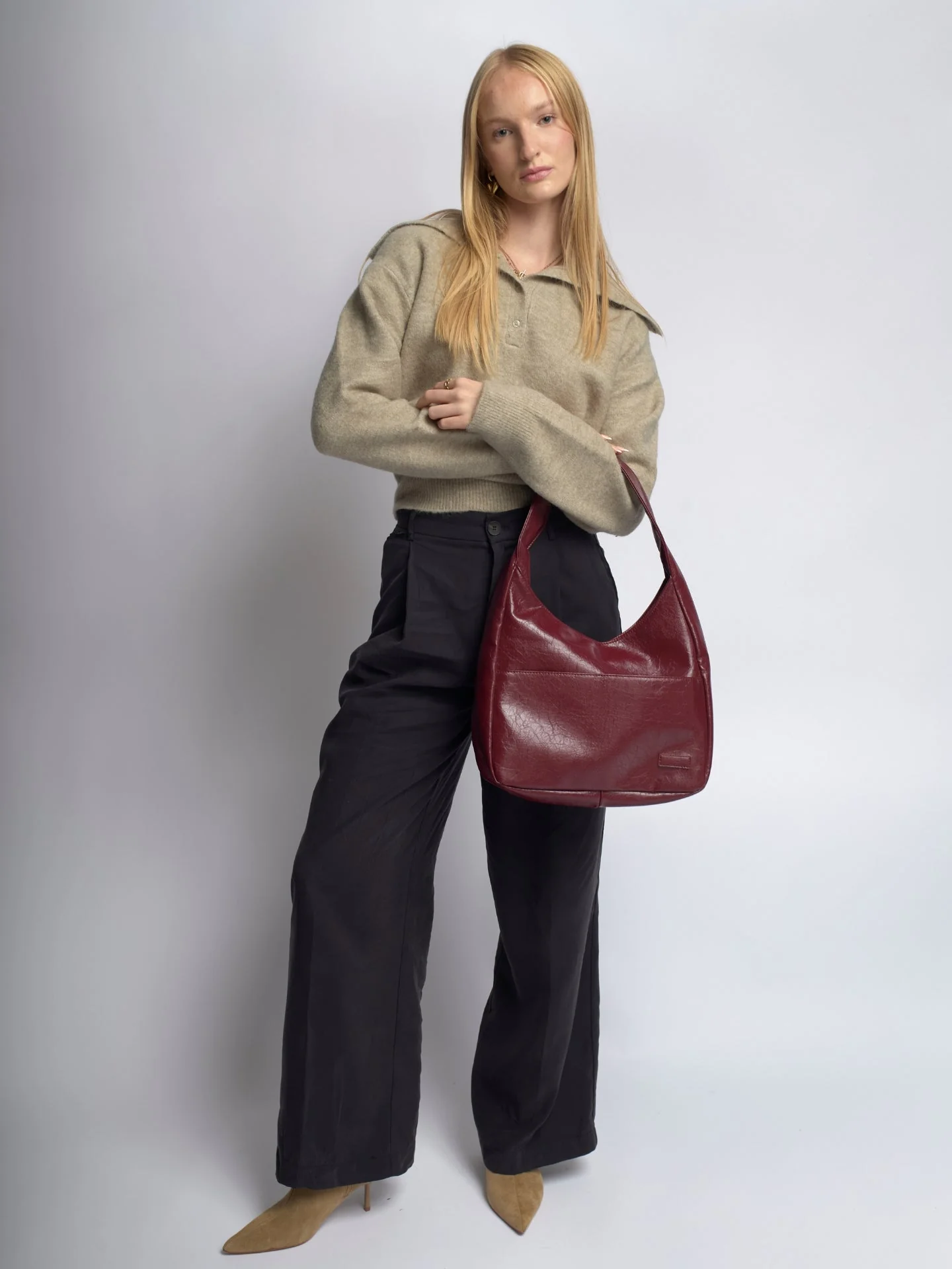 Chic Crescent Vegan Leather Shoulder Bag - Image 7