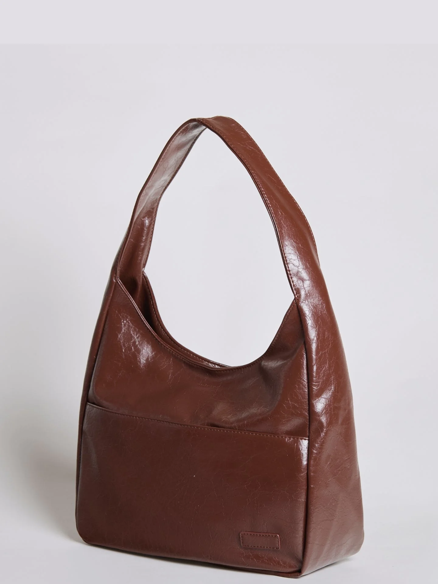 Chic Crescent Vegan Leather Shoulder Bag - Image 8