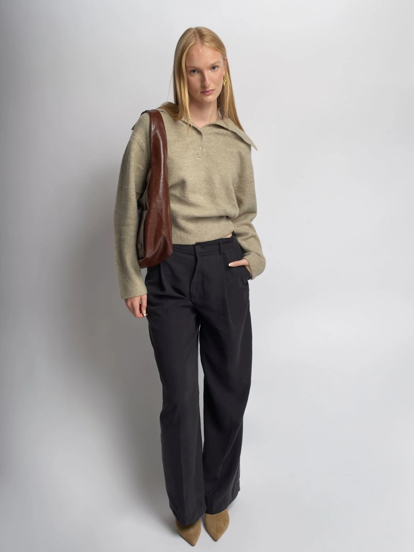 Chic Crescent Vegan Leather Shoulder Bag - Image 9