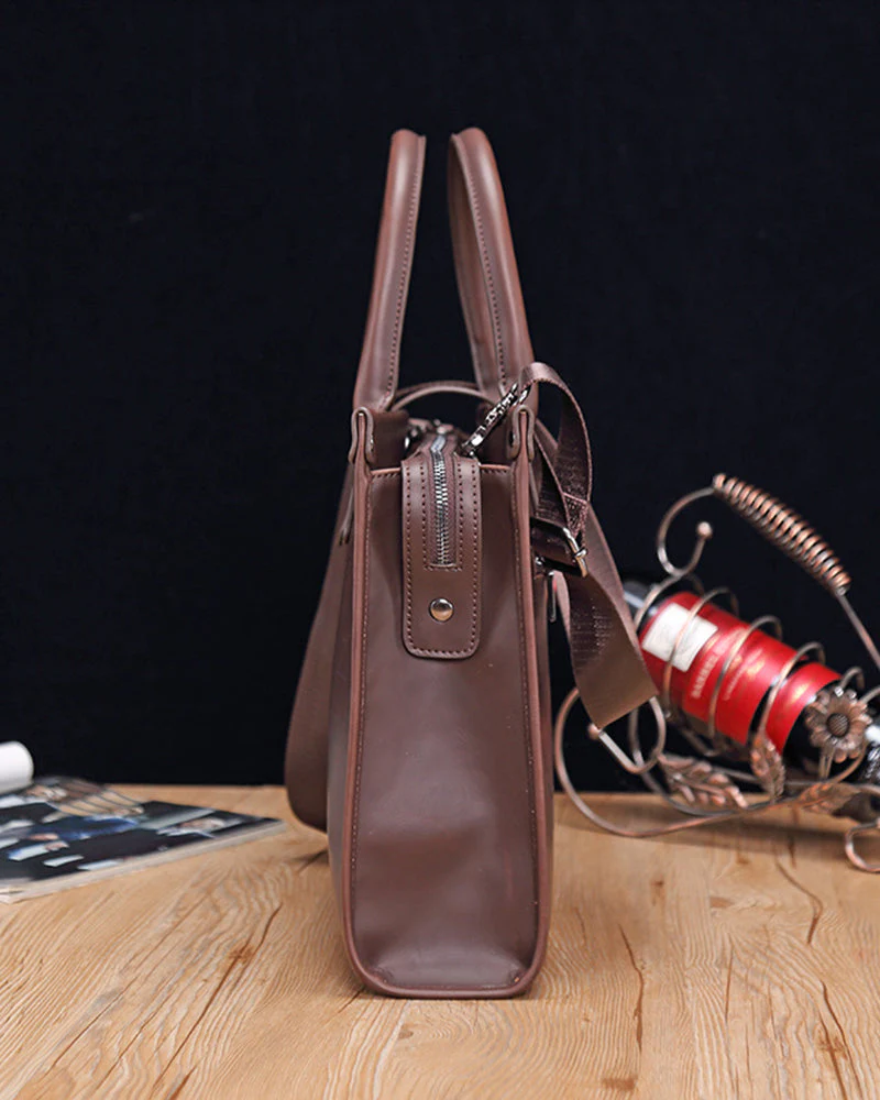Executive Edge Premium Leather Laptop Briefcase - Image 3