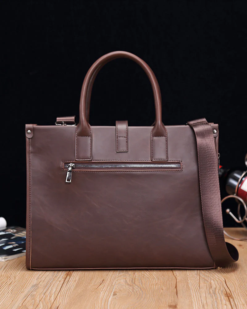 Executive Edge Premium Leather Laptop Briefcase - Image 4