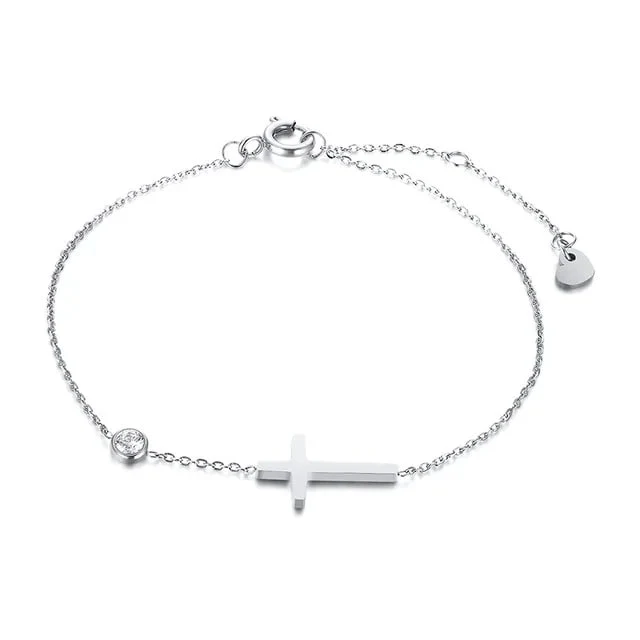 Faith Cross Crystal Bracelet with Adjustable Chain - Image 4