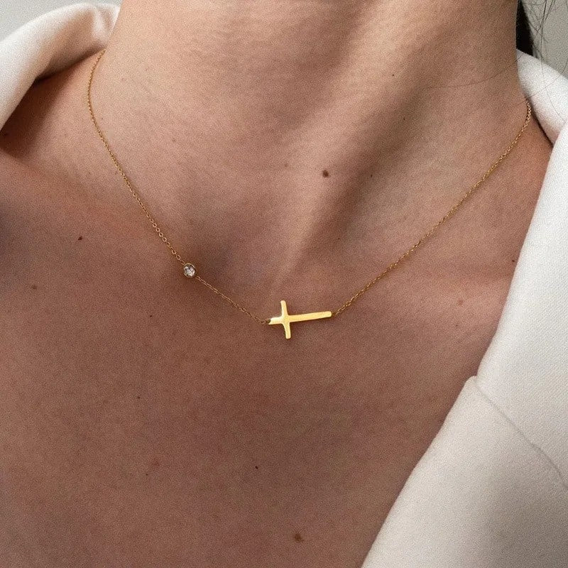 Serenity Crystal Cross Necklace - Image 2