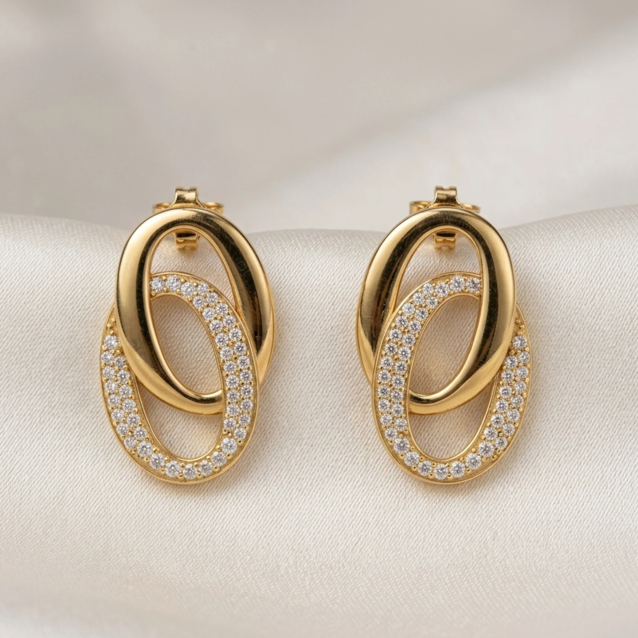 Farenza Dual Loop Interlock Earrings - Image 2