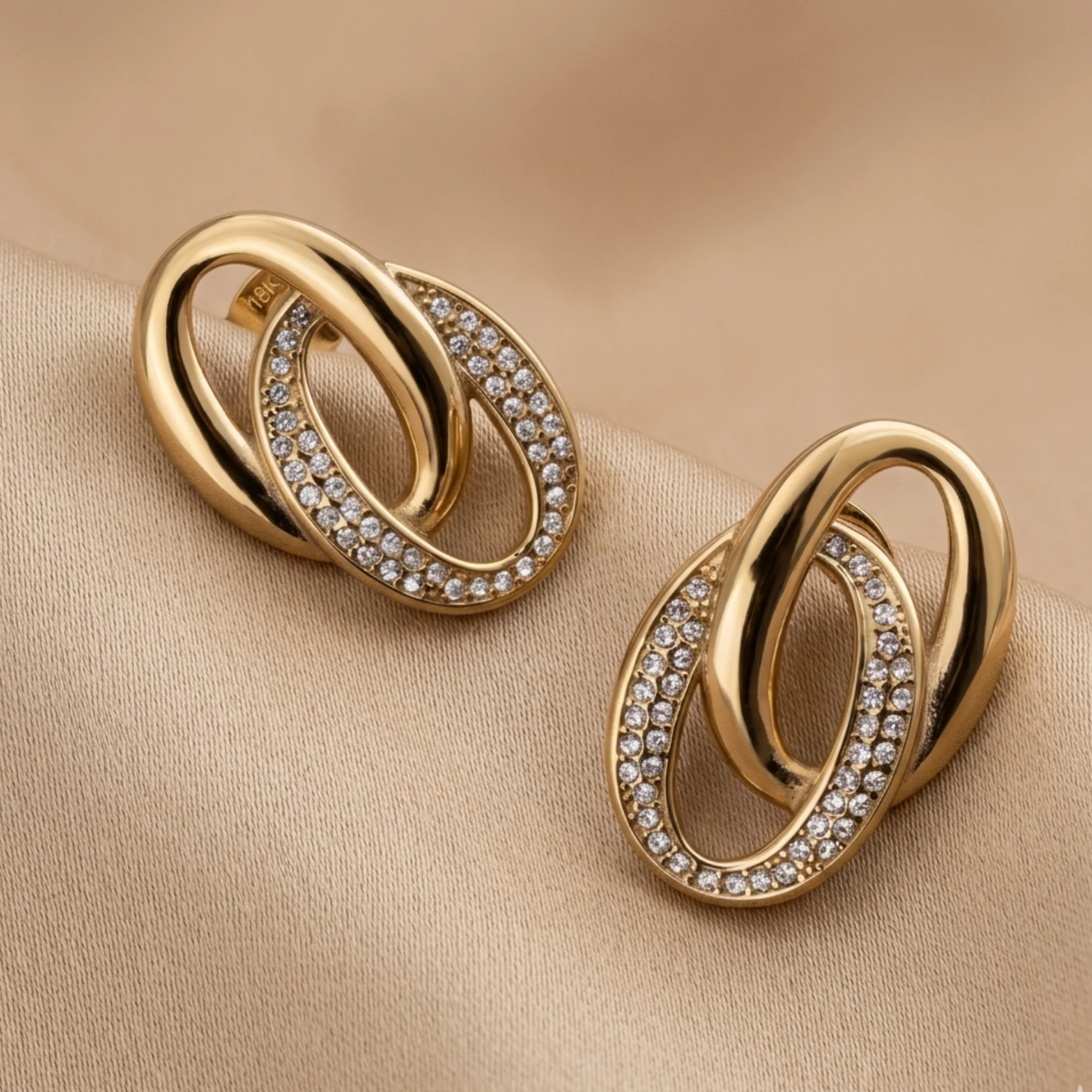 Farenza Dual Loop Interlock Earrings - Image 4