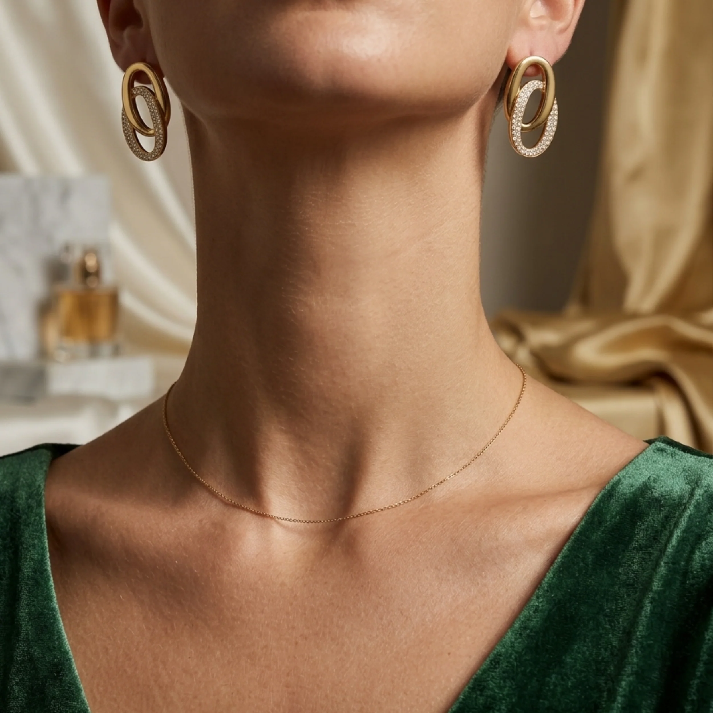 Farenza Dual Loop Interlock Earrings - Image 5