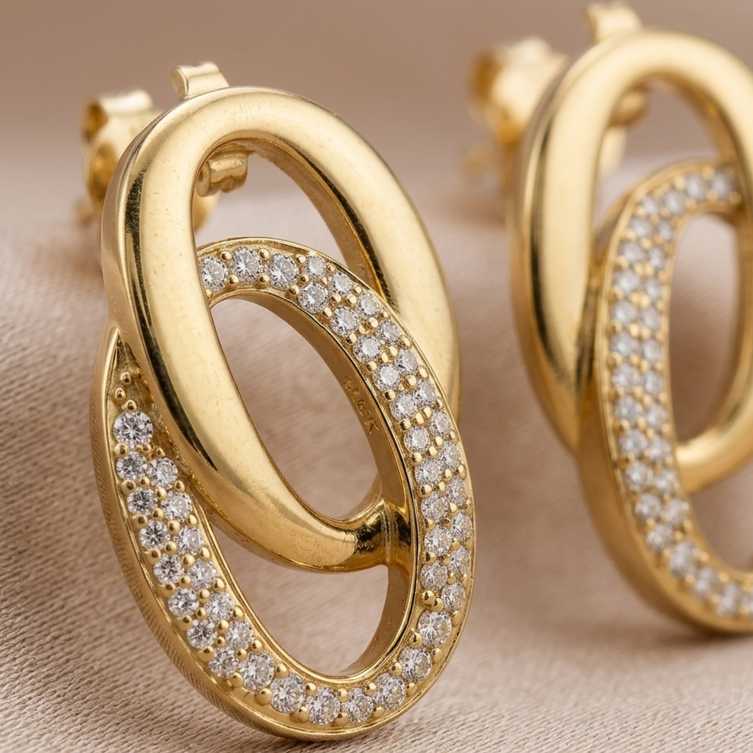 Farenza Dual Loop Interlock Earrings - Image 6
