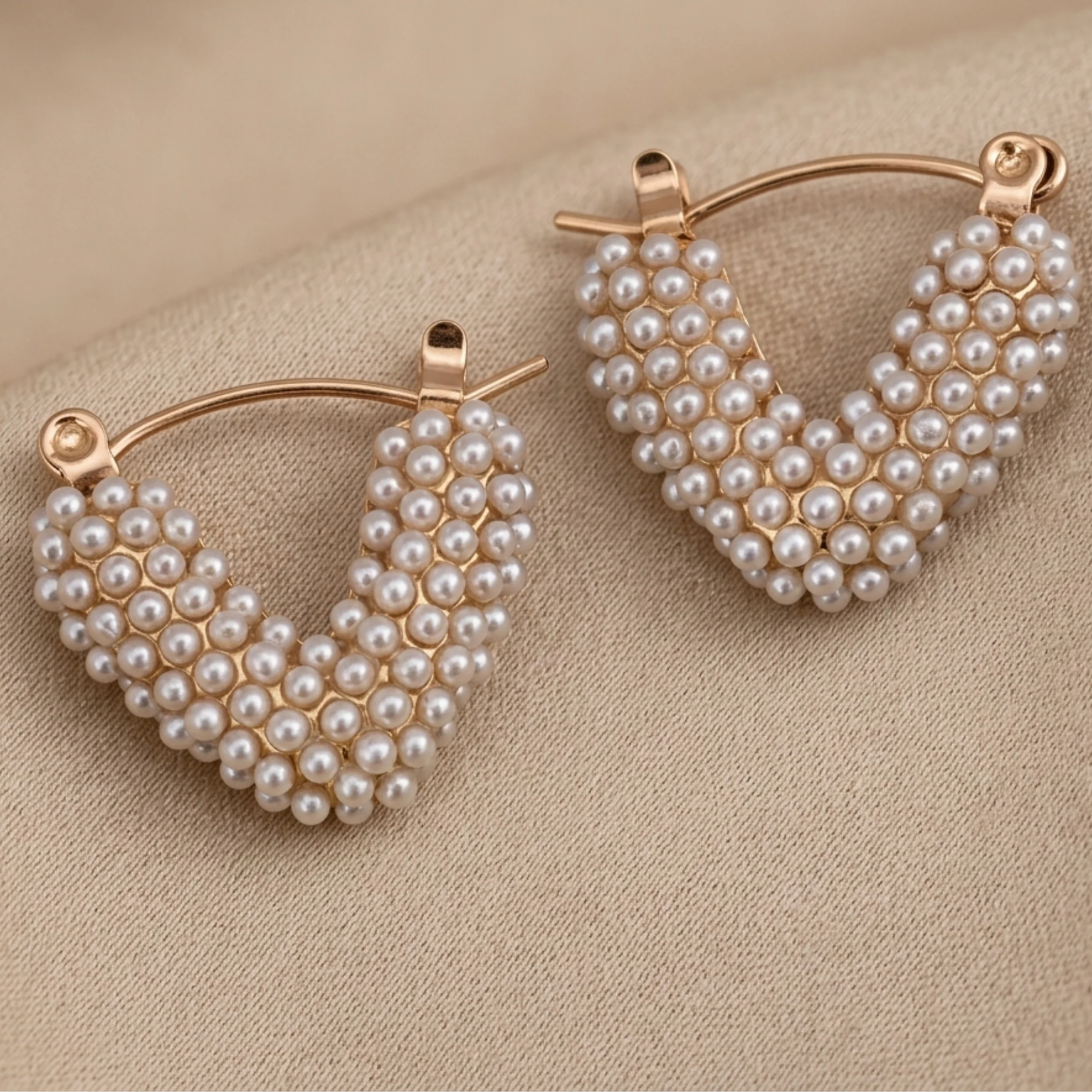 Gaia Heart Pearl Hoop Earrings